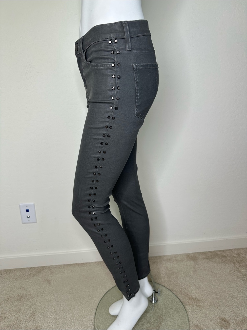 CURRENT ELLIOT CASTLE COATED STUDDED ANKLE SKINNY JEANS SZ 27
